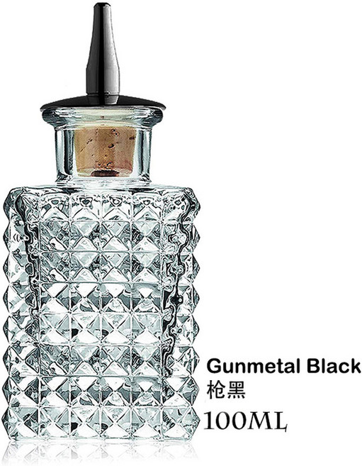 병 빈티지 대시 만들기용 장식 좋은 Bottle-유리 Bitters 병 탑 칵테일 바텐더에게, 100ml Gunmetal Black, 1개