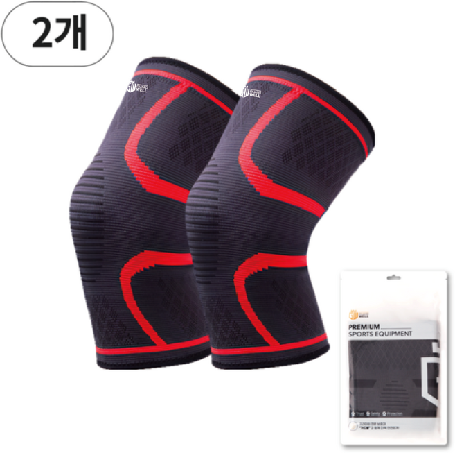 가드웰 편안한 무릎보호대, 2개, 레드