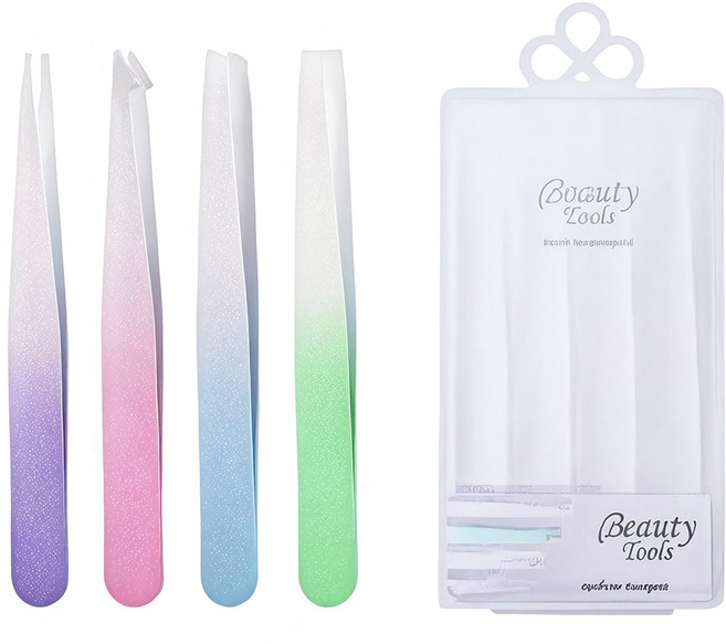 퓨어미즈키 홈 프리미엄 트위저 족집게 세트, 4개, 플라워