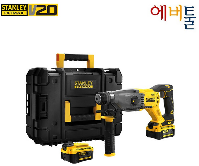 스탠리 SBH900M2K FATMAX 20V 충전 브러쉬리스 로타리 햄머 SDS PLUS - 풀세트 (본체 배터리2개 충전기 케이스), 1개