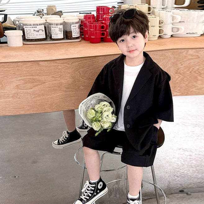 해피델리 보이프랜드 반팔 수트세트 남아 유아동 키즈 주니어 정장 상하복 추석빔 하객패션