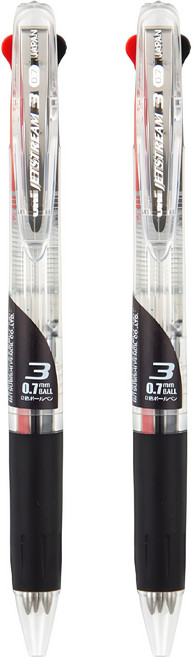 제트스트림 3색 볼펜 0.7mm Y.SXE3-404-07, 투명, 2개