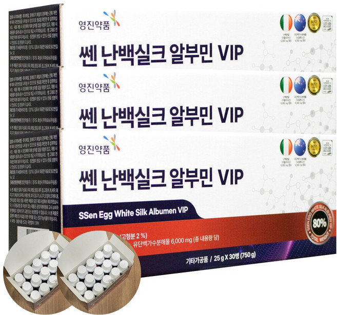 쎈 난백실크 알부민 VIP 영진약품 실크알부민 난백분말 유단백가수분해물 함유, 3세트, 30회분