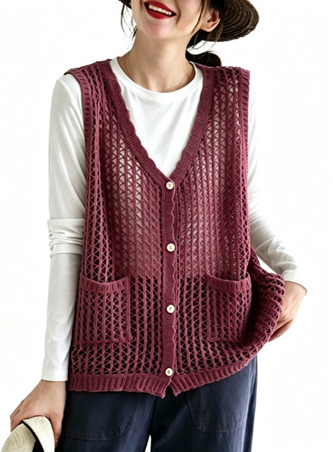 차쿠 여성 니트 조끼 그물조끼 봄 여름 6컬러