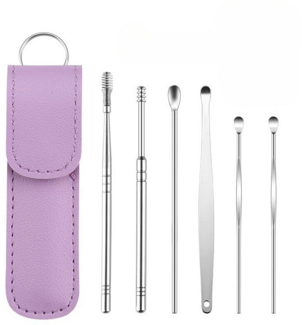 스테인레스 스틸 파기 청소 가죽 숟가락 특종 관리 건강 따기 양방향 도구 6PC 나선형 커버 세트, 02 9-PL, 1개