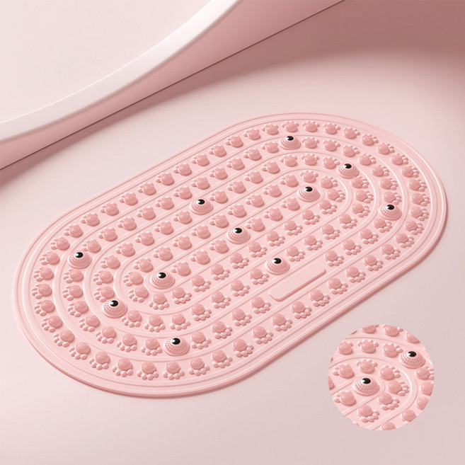 유니케이 말랑말랑 발바닥 지압매트 욕실 미끄럼방지 주방 대형, 말랑지압판 핑크, 1개