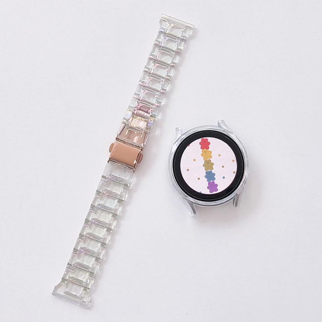 갤럭시워치 7 6 5 4 슬림 오로라 스트랩 20mm 액티브2 투명 시계줄 세트 홀로그램, 세트5, 6/40mm