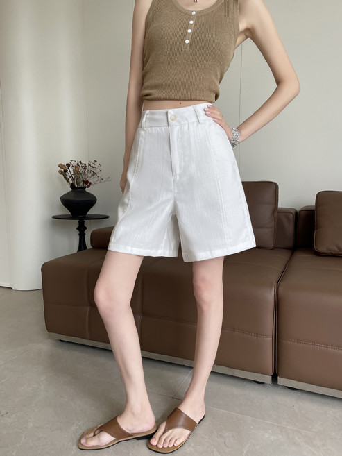 여성용 텐셀 린넨 캐주얼 반바지 여름용 아웃웨어 올드 머니 스타일 라이오셀 a 오부츠 팬츠
