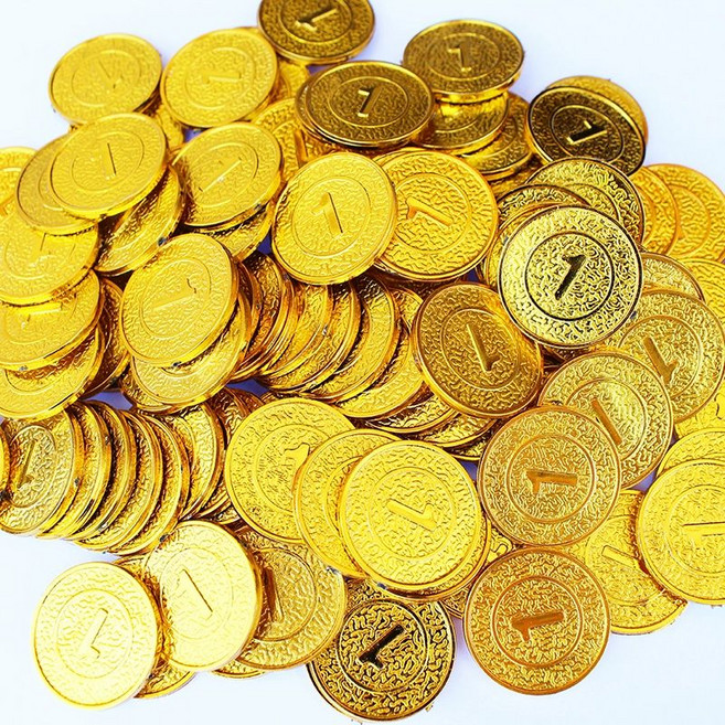 가짜동전 집들이선물 주화 달란트 1원 해적 금화, 양면 1위안 50개 (지름 2.6cm), 1개, 기본 색상