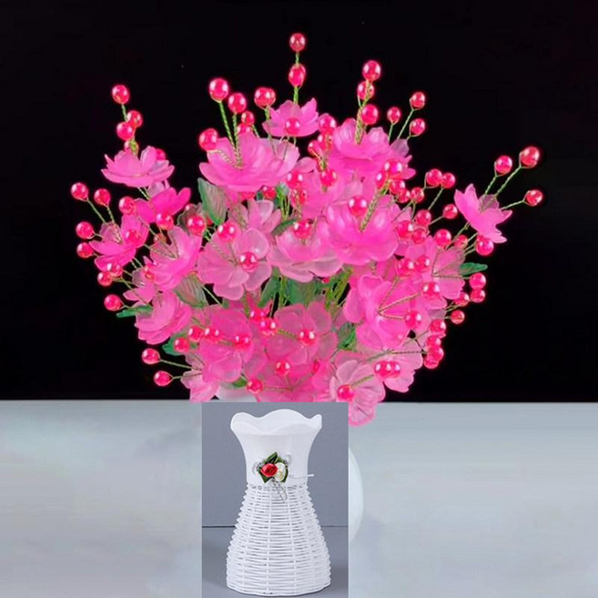에이텐컴퍼니 비즈식물 크리스탈 은방울꽃 화분 꽃 DIY, 1개, 피치핑크(펀칭 디테일 플라워 베이스)