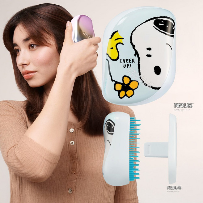 탱글티저 컴팩트 스타일러 탱글엔젤 귀여운 캐릭터 미니 머리빗 스누피 치어 업, 1개