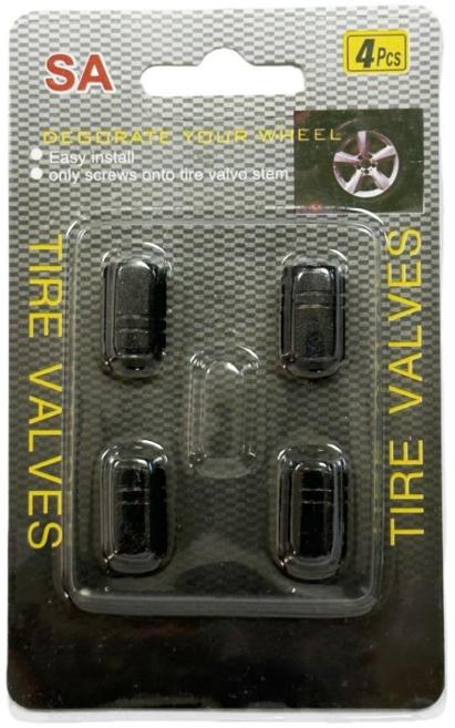 에스미코 타이어 밸브캡 에어캡 구찌캡 4P, 블랙, 1세트