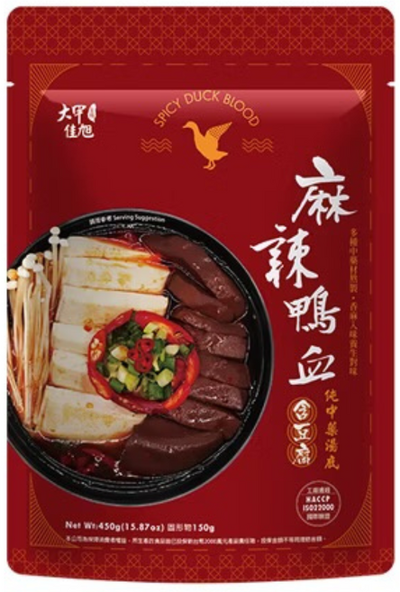 大甲佳旭 麻辣鴨血 鴨血豆腐 450g, 1個, 450ml