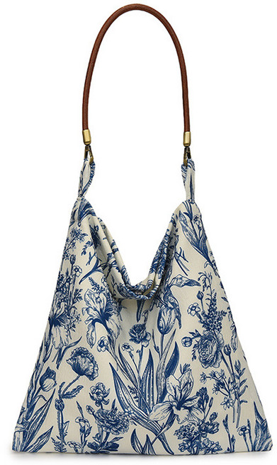 르와핏 블루 플라워 에코백 나염 천가방