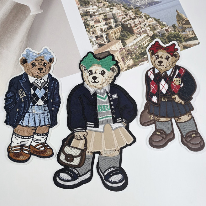 대형 빅사이즈 자수 와펜 캠퍼스룩 곰돌이 diy 가방 의류 패치