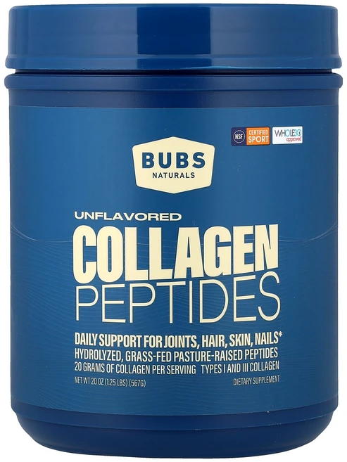BUBS Naturals 콜라겐 펩타이드 무맛 567g(20oz) Naturals (법스 내추럴스), BUBS Naturals, 콜라겐 펩타이드, 무맛, 5, 1개, 567g - 쿠팡