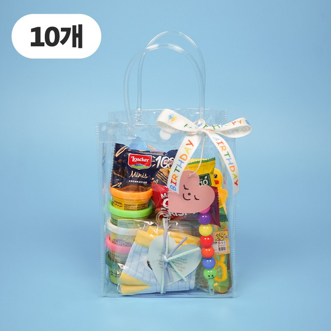 디어플레이스 PVC 투명 쇼핑백 답례품 선물 포장, 10개