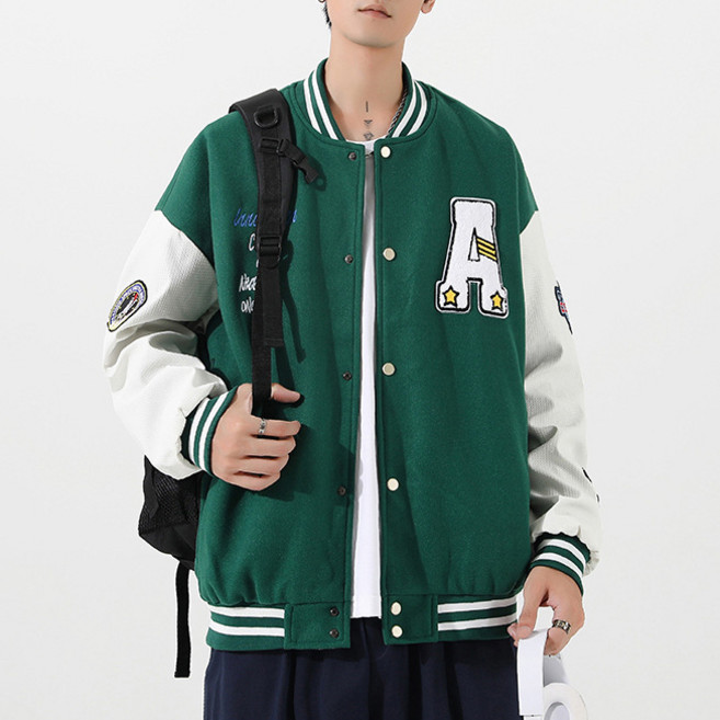 킹앤조이 부클에이 웡카 와펜 루즈핏 야구점퍼(기본안감)