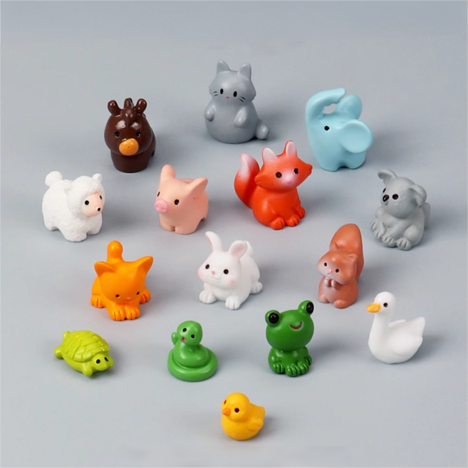 귀여운 아기 동물 피겨 미조경 화분 장식 피겨15종 세트, 1세트 15종