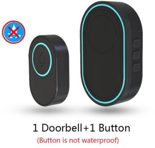 띵샤 야외 433MHz 무선 IP65 방수 초인종 LED 조명 야간 투시경 38 곡 스마트 홈 도어 벨 환영, 03 1receiver 1button, 1개