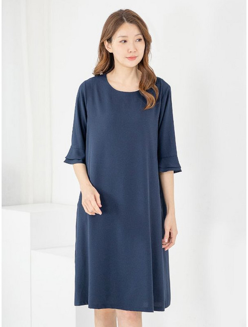 모슬린 엄마옷 원피스 반팔 정장 라운드 MQG126921 마담 미시 중년여성 빅사이즈 할머니옷 50대 60대 70대