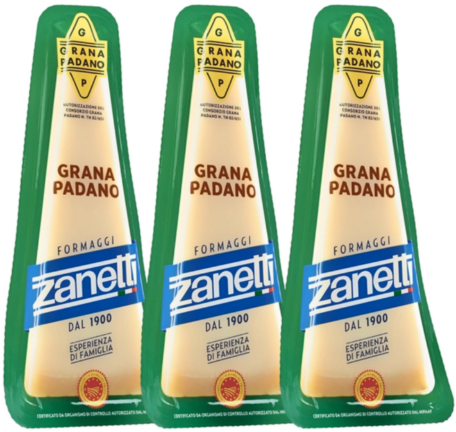 자네티 Zanetti 그라나 파다노 200g 이탈리아 치즈 샐러드 피자 파스타, 600g, 1세트