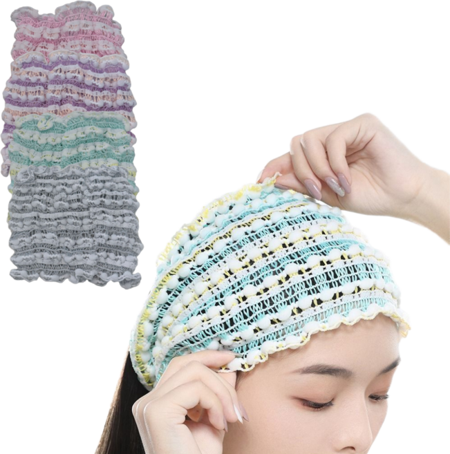 사우나밴드 샤워 헤어캡 세안밴드, 4개, 핑크/퍼플/블루/그레이