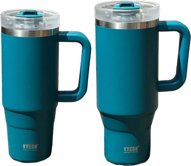 TYESO 대용량 텀블러 스텐 빨대 손잡이 보온 보냉, 다크블루, 1개, 900ml - 쿠팡