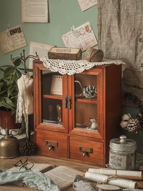 원목 그릇장 주방 수납장 커피장 유리장식장 일본풍 1칸 1서랍-빈티지