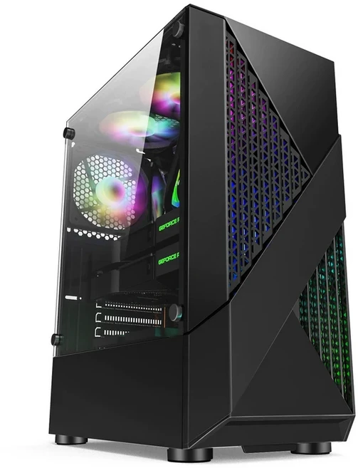 RGB電競電腦機殼 鋼化玻璃側透, 1個, 黑