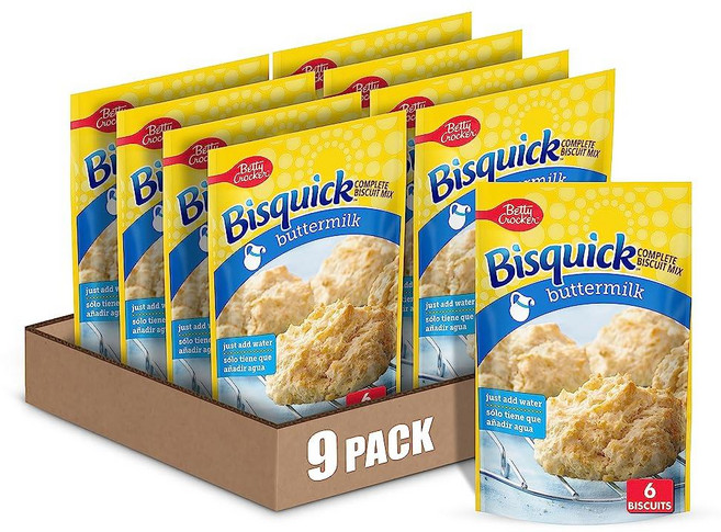 Betty Crocker 비스퀴크 컴플리트 버터밀크 비스킷 믹스 7.5온스 9팩, 9개, 213g