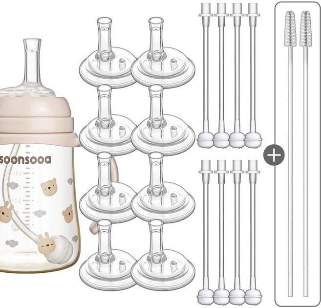 순수아 더블하트 젖병 호환 교체용 리필 추 빨대, 꼭지8개+추빨대8개+솔2개, 1개