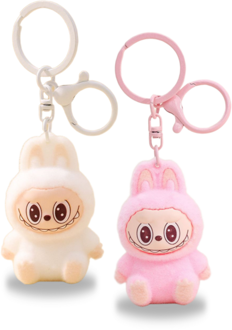 슈퍼해피 귀여운 인형 캐릭터 키링 2개 세트 귀여운 가방고리 털복숭이 악세사리 키홀더
