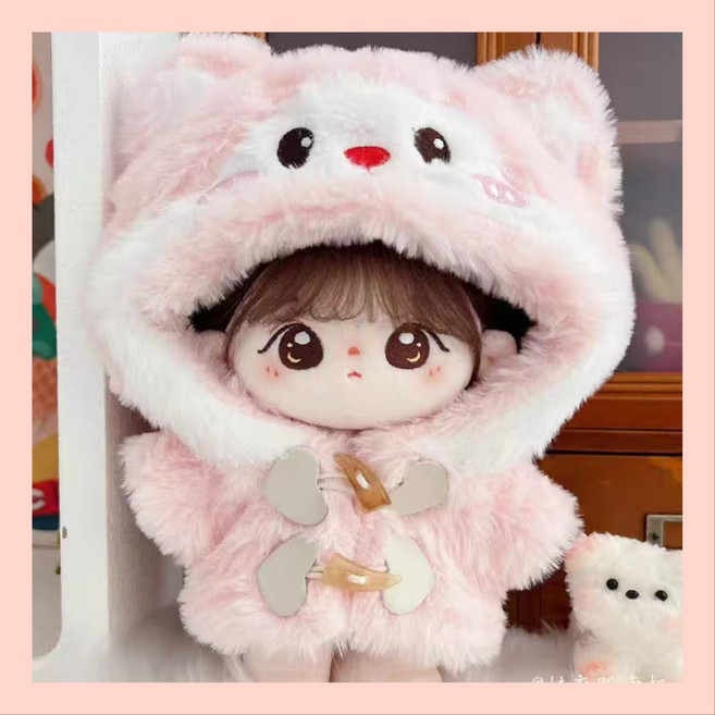 모카돌 20cm 솜인형옷 아기냥이 떡볶이 털코트, 1개, 핑크