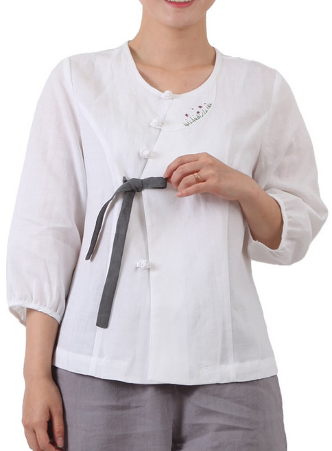 만덕몰 여성 마 들꽃 리본고름 저고리 생활한복