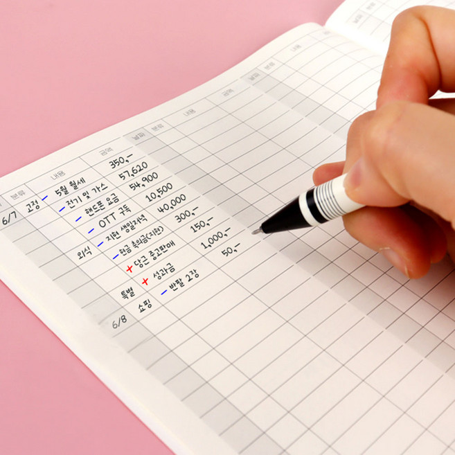 2025 가계부 노트 심플 월간 지출 소비 기록, 1개, 레드
