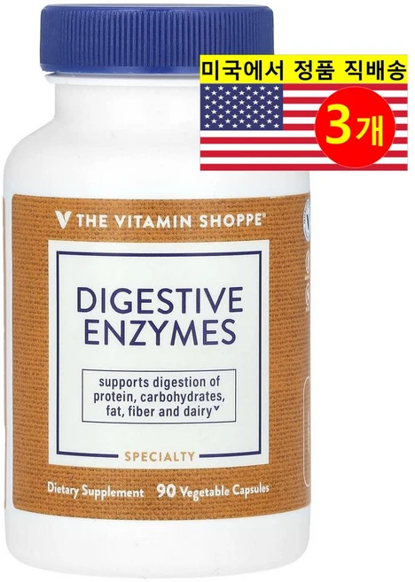 The Vitamin Shoppe 다이제스티브 엔자임 소화 효소 블렌드 Digestive Enzyme, 알약/캡슐, 3개, 90정 - 쿠팡