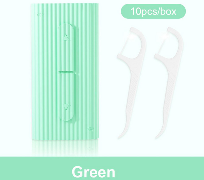 푸시 휴대용 치실 보관 상자 청소 스틱 일회용 이쑤시개, gr n, 1개