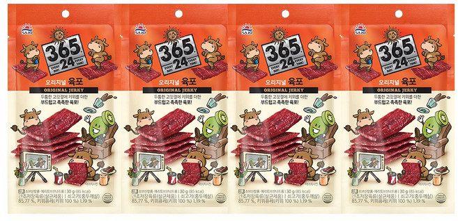 사조 365.24 육포 오리지널 30g 4개