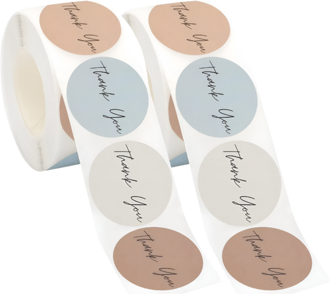 500매 원형 땡큐 감사 스티커, 2세트, 02. 크림(S373) 1롤 500매