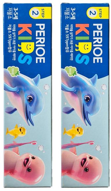 페리오 스텝2(3~5세) 키즈 치약 청포도향 75G x 2개