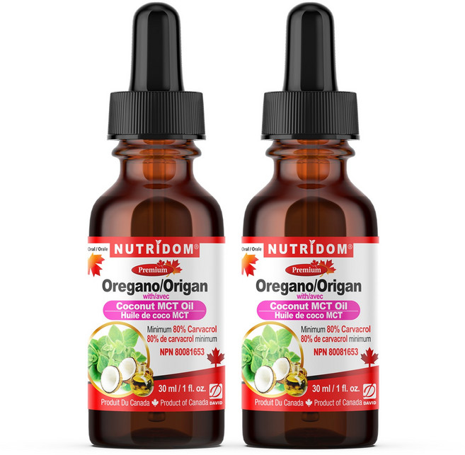 (2병) 캐나다 뉴트리돔 고농도 오레가노 오일 with MCT 코코넛 오일 80% 카바크롤 천연항생제, 30ml, 2개
