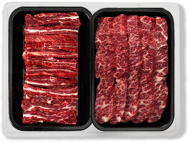 한우가 국내산 프리미엄 1+한우 갈비살 4종 골라담기 (갈비+살치 양지 갈비살 살치살), 갈비살+살치살, 1개