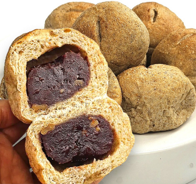 향연지 100프로 우리밀 수제 단팥빵 호두 국산팥 저당 통밀가루가 아닌 통밀원곡그대로 통밀빵, 16개, 60g