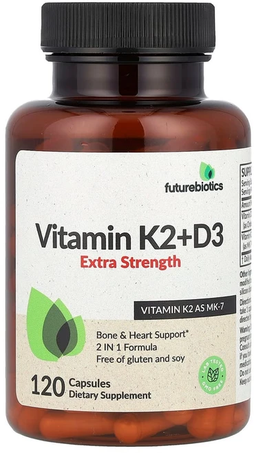 퓨처바이오틱스 비타민K2 + D3 엑스트라 스트렝스 캡슐 120정, 1개 - 쿠팡