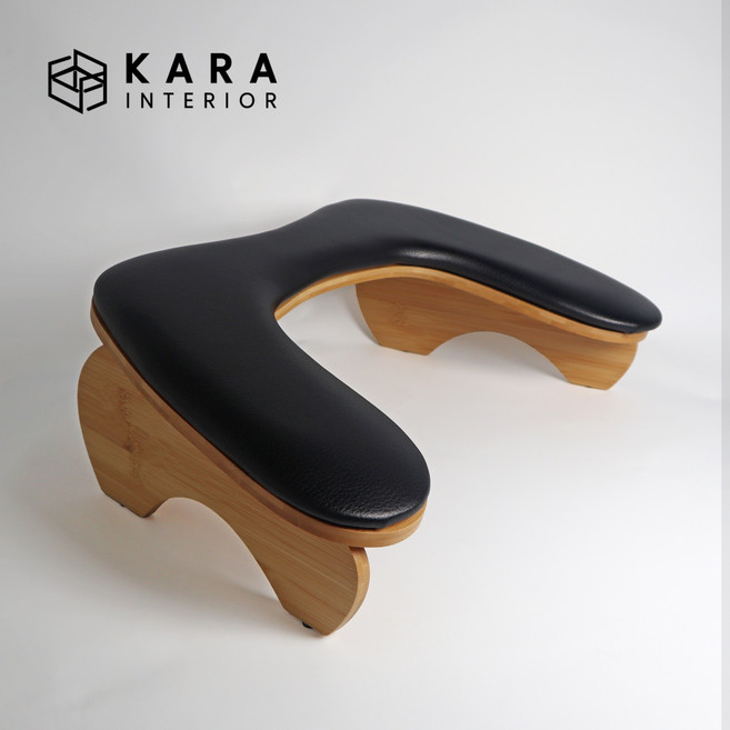 카라 네일 U자 손목 테이블 팔 받침대 시술대 대나무 원목+탈부착 상판쿠션 세트, 1개, 6)블랙(무광)