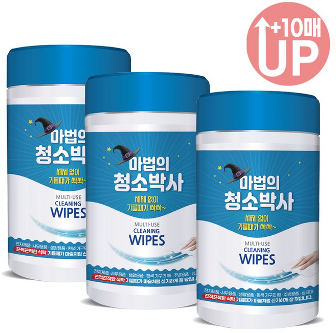 마법의 청소박사 다목적 세정 티슈 160매 x 3통 원통형 모니터 액정 클리너 노트북 키보드 기름때 찌든때 제거 청소 물티슈, 3개