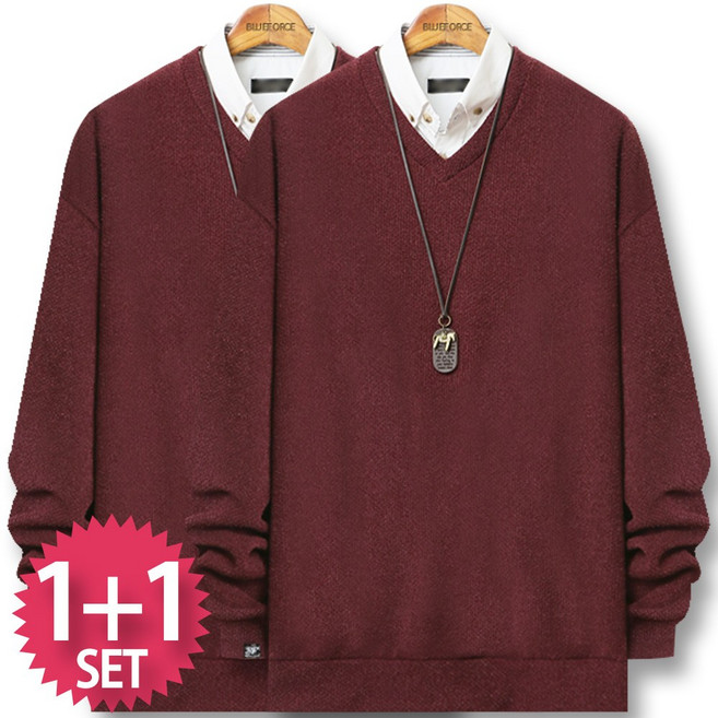 블루포스 니트 칼비언 1+1세트 2장 묶음 티셔츠 [국내생산]