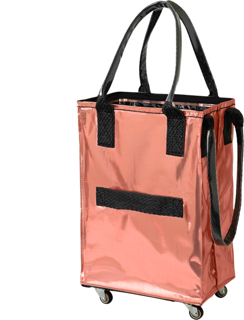 二代款 環保購物袋 拖輪買菜車 附輪購物包, 玫瑰銅【第二代皓啃包】S號(登機款), 1個