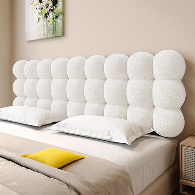 자바조이 침대 헤드 쿠션 구름 등받이 커버 보드 리폼 등 머리 벽 가드, 10cm, 크림 화이트